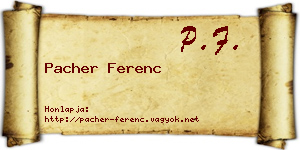 Pacher Ferenc névjegykártya
